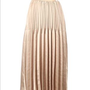 Gracia Beige Accordion Midi Skirt Size Medium